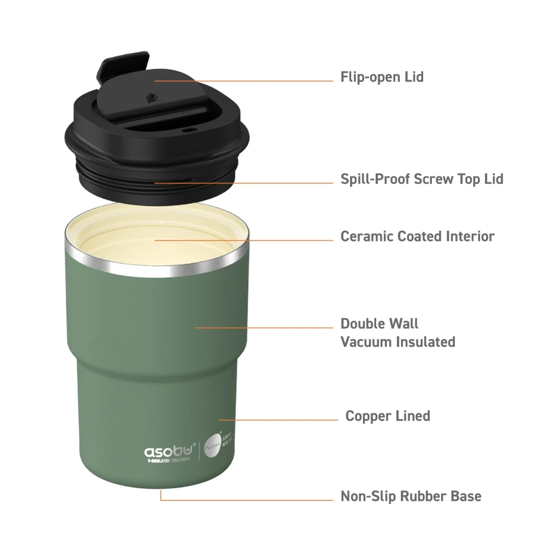 MINI PICK-UP cestovný termohrnček GREEN 350 ml Cestovný termohrnček