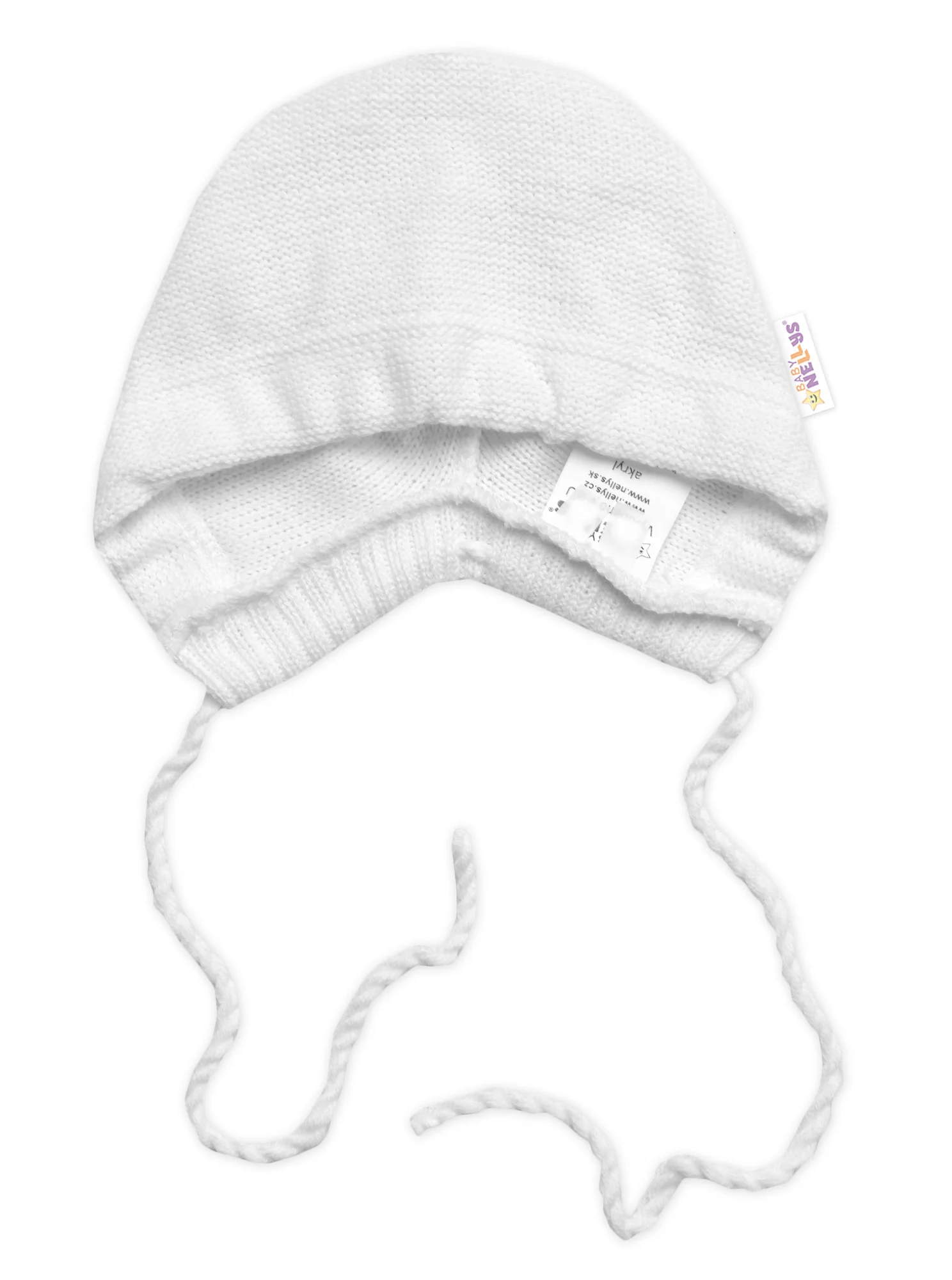 Pletená čiapočka na zaväzovanie bonetka Boy, Hand Made Baby Nellys, biela, veľ. 68/74