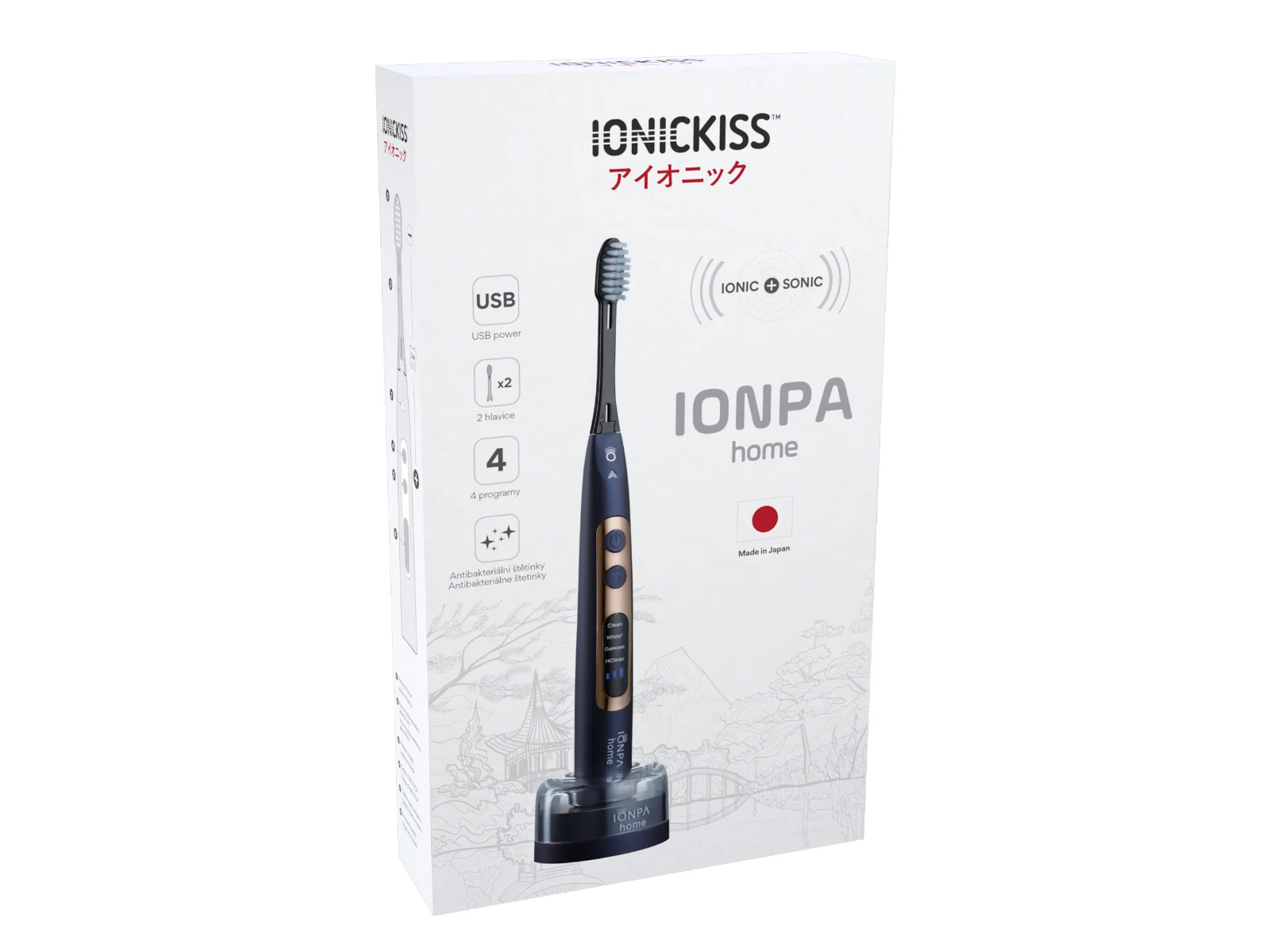 Sonická-ionizačná zubná kefka IONICKISS IONPA HOME tmavomodrá 1×1 ks, sonická zubná kefka