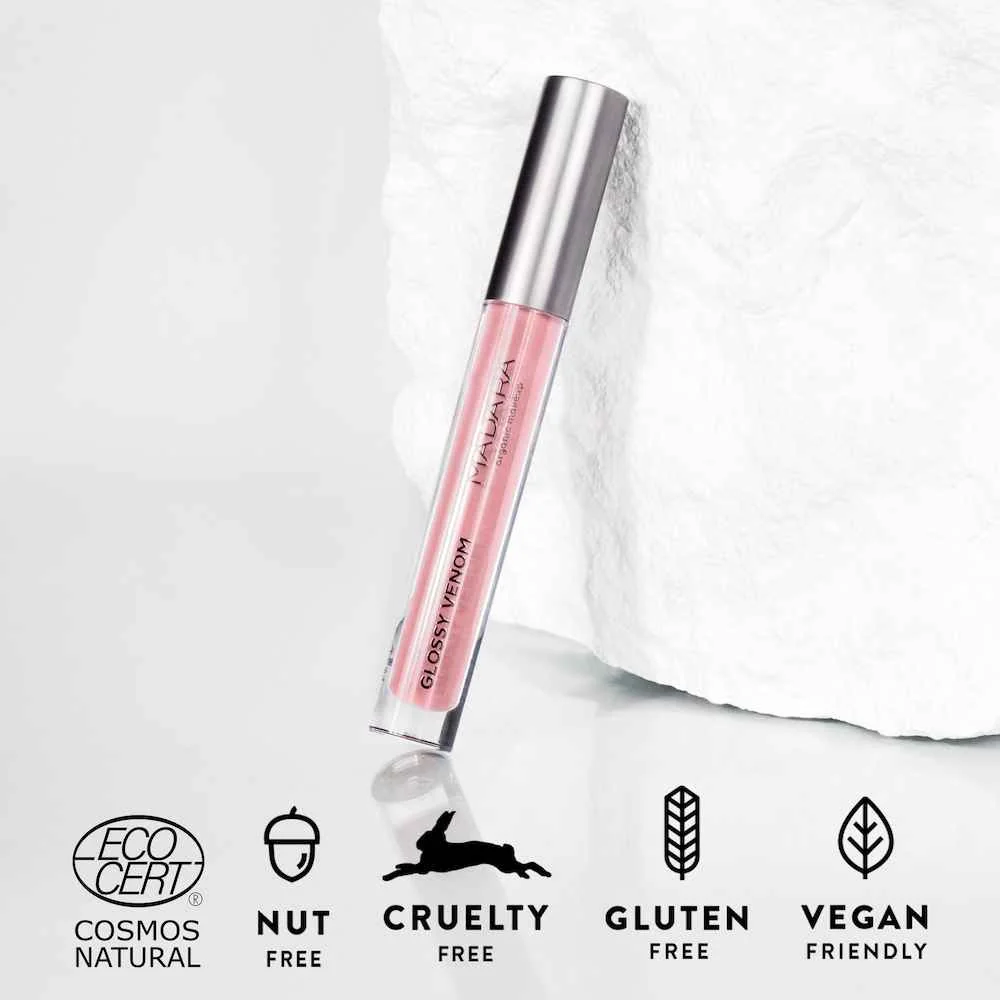 MÁDARA GLOSSY VENOM Hydratačný lesk na pery Vinyl Hood 1×4 ml, hydratačný lesk na pery