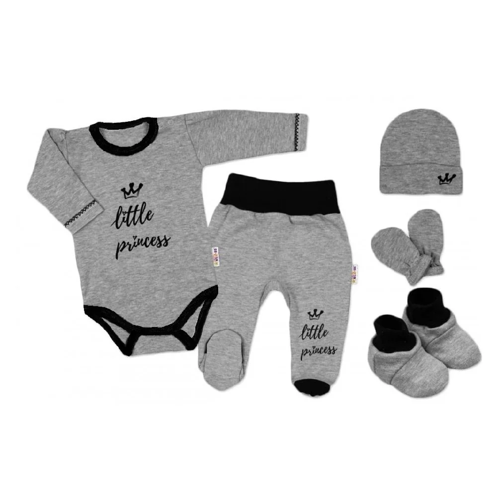 Baby Nellys Súpravička do pôrodnice Princess - sivý, vel. 62