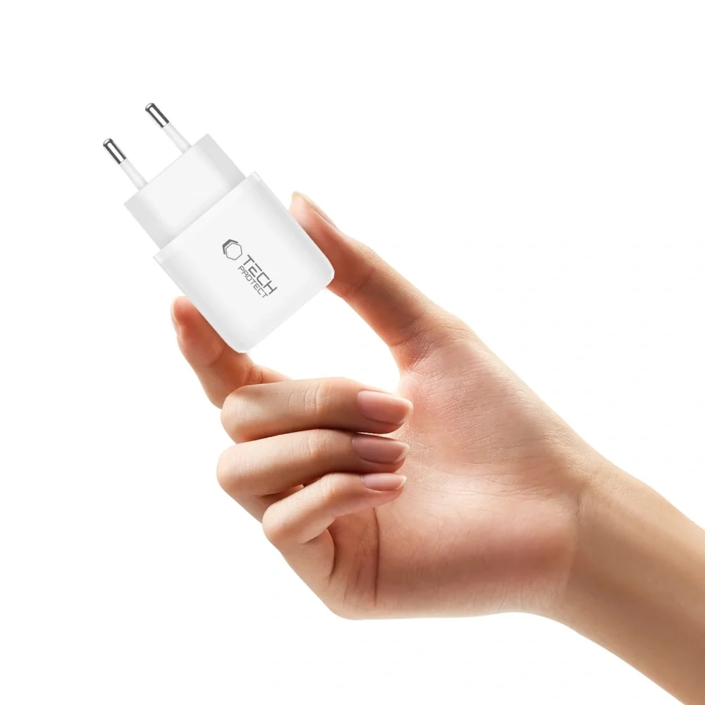 Tech-Protect NCA20 sieťová nabíjačka 20W PD QC, biela