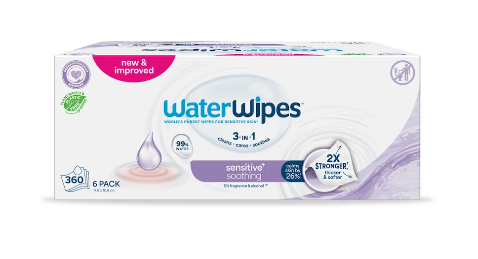 6X WATERWIPES Obrúsky vlhčené Soothing clean 3in1 60 ks (360 ks)
