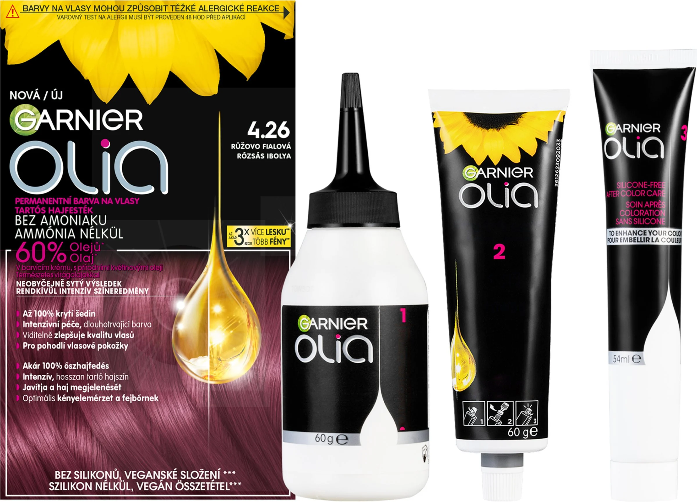Garnier Olia permanentná farba na vlasy 4.26 Ružovo-fialová 1×1 set, permanentná farba na vlasy