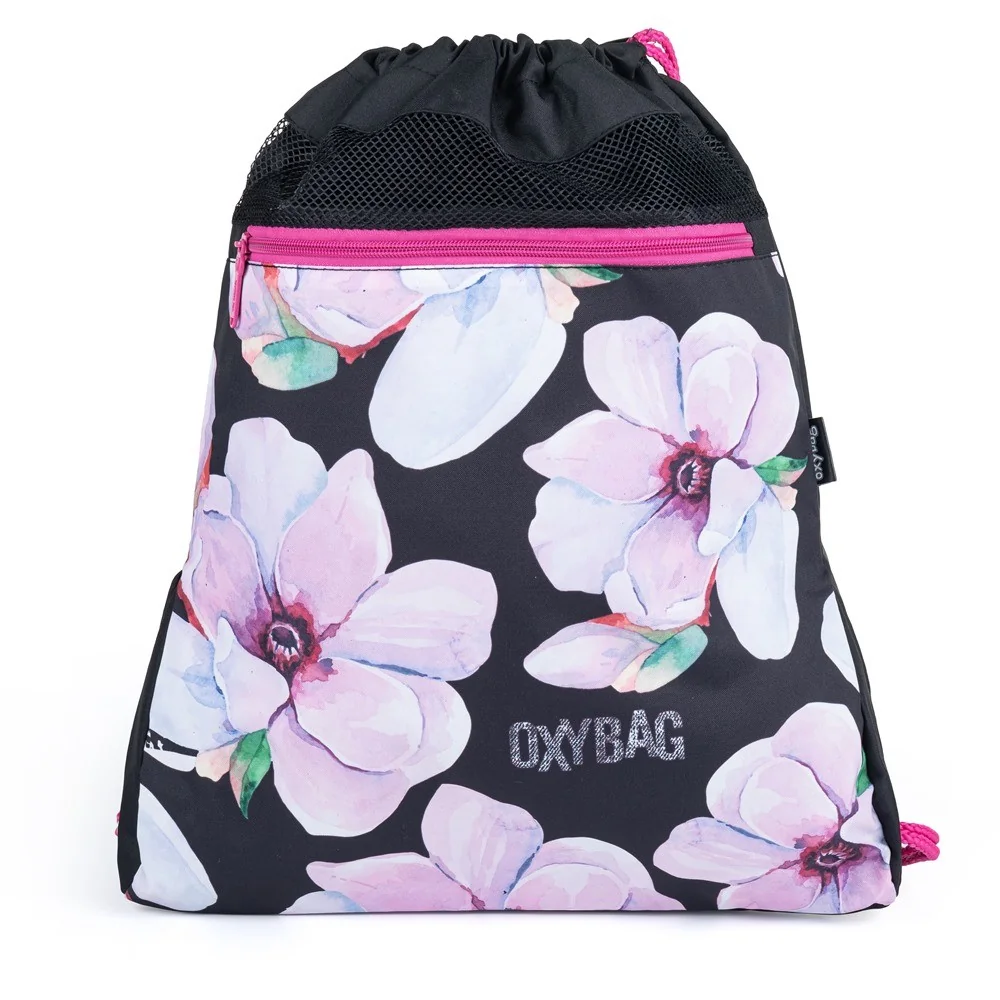 Vrecko na chrbát Komfort OXY Floral čierny s kvetmi