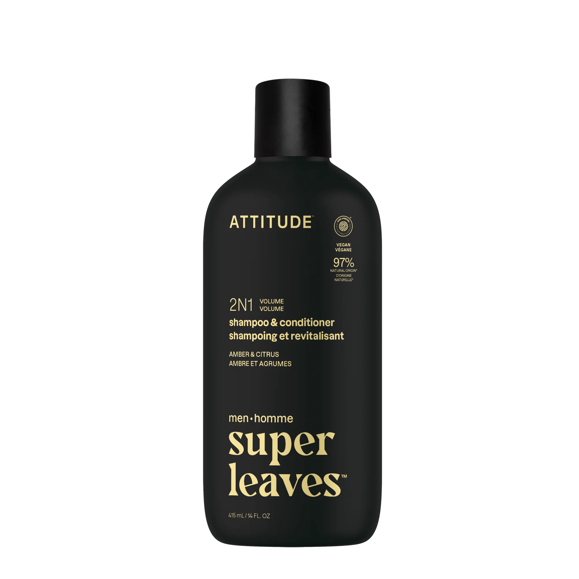 Pánsky šampón a kondicionér pre objem 2v1 ATTITUDE Super leaves - Amber a Citrus 415 ml