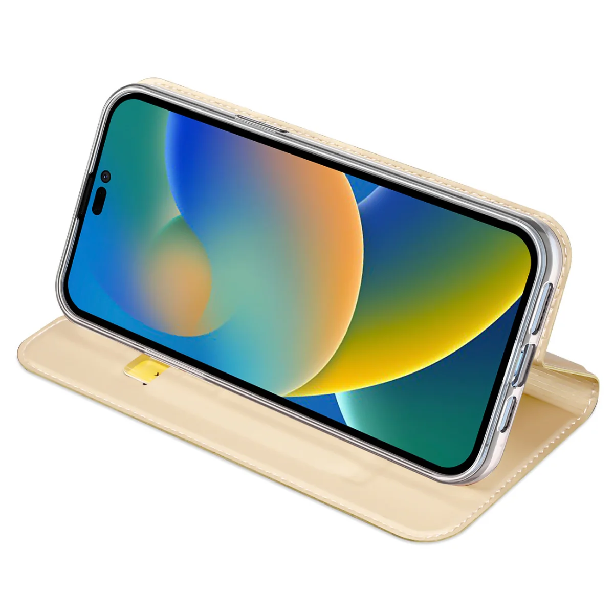 Dux Ducis Skin Pro knižkové kožené puzdro na iPhone 14 Pro, zlaté