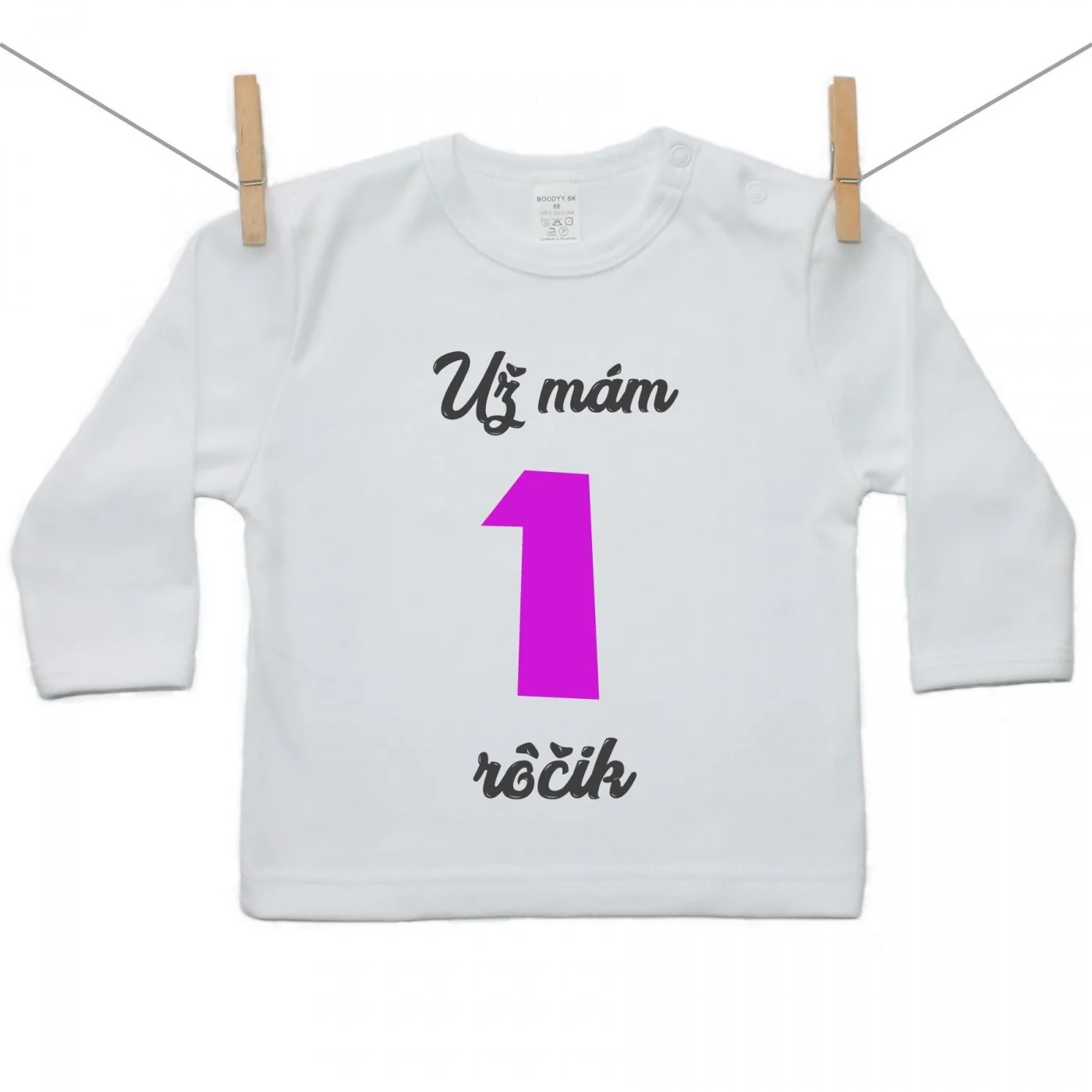 Boodyy Tričko s dlhým rukávom Už mám 1 rôčik Dievča Veľkosť: 116