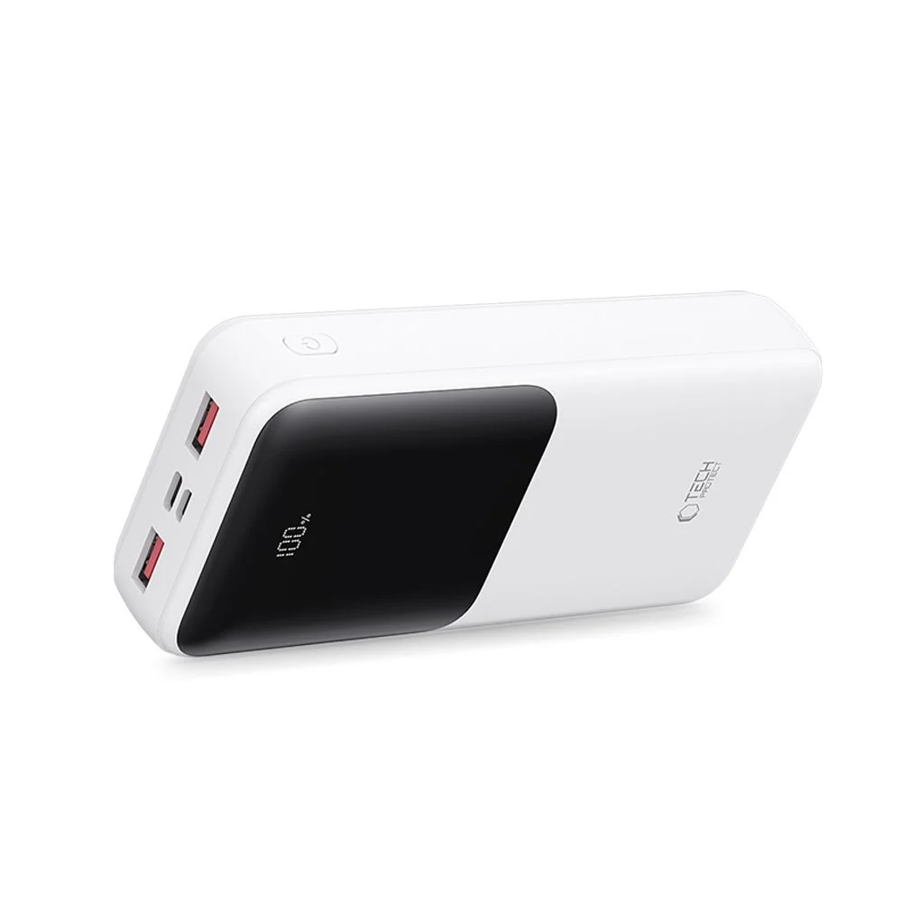 Tech-Protect PB02 Power Bank 20000mAh 2x USB / USB-C / Micro USB 22.5W, biely , biely