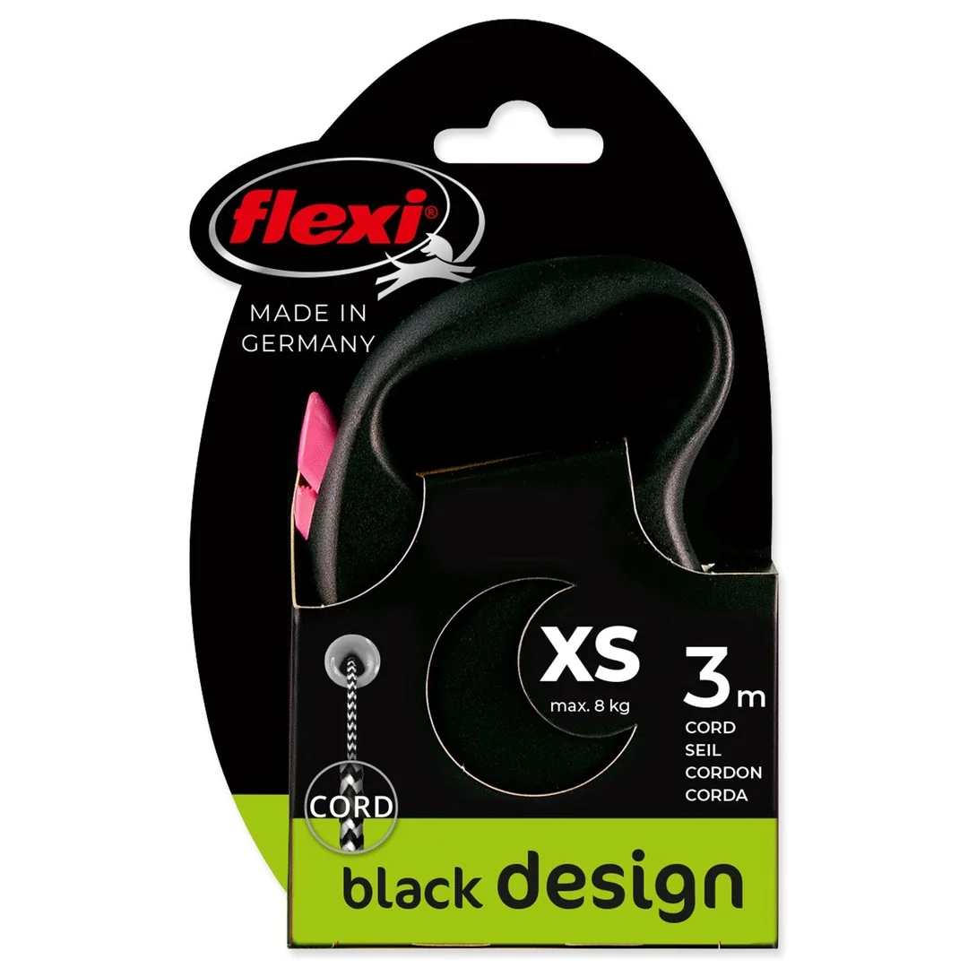 flexi Black Design XS lanko 3m ružová do 8kg