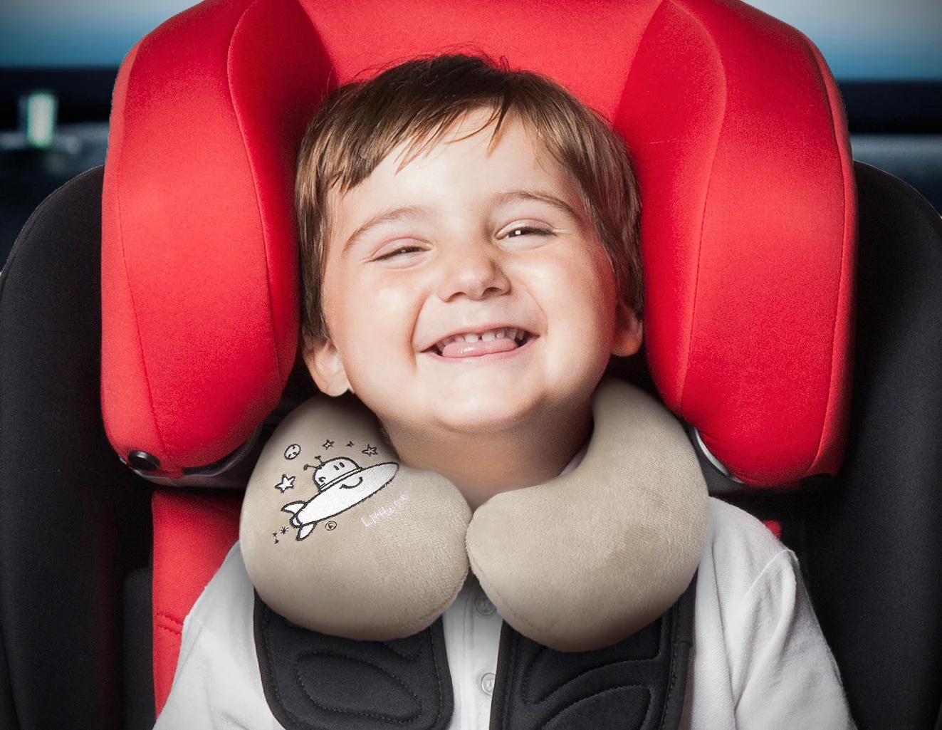 Babypack Cestovný vankúš do auta pre deti, béžový