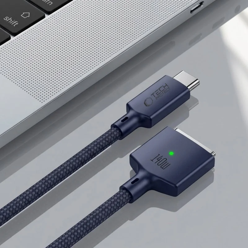 Tech-Protect MMC01 magnetický kábel na MacBook USB-C / MagSafe 3, 140W 2m, modrý