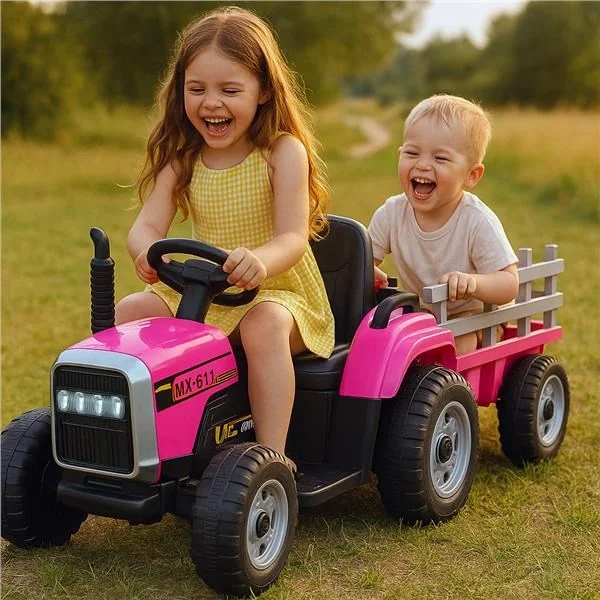 Elektrický traktor Baby Mix Erick s diaľkovým ovládačom ružový