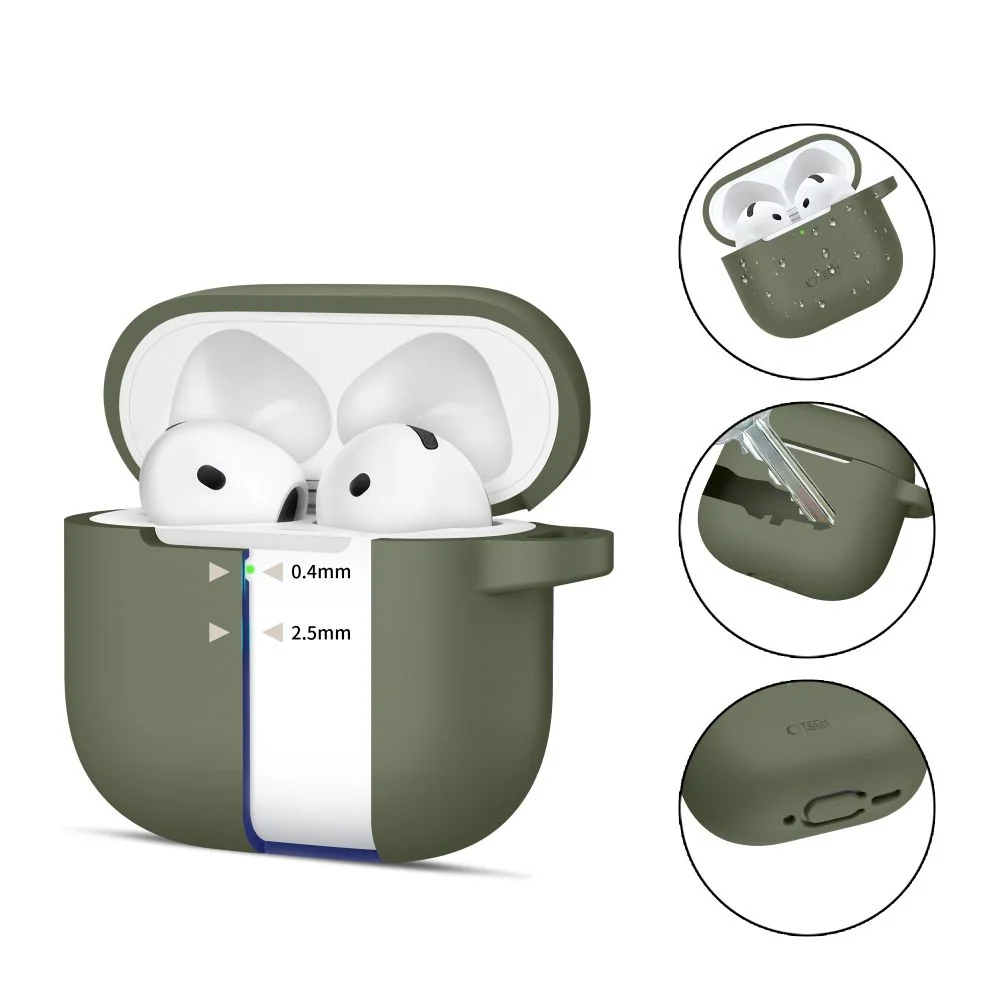 Tech-Protect Silicone Hook puzdro na Apple AirPods 4, tmavozelené
