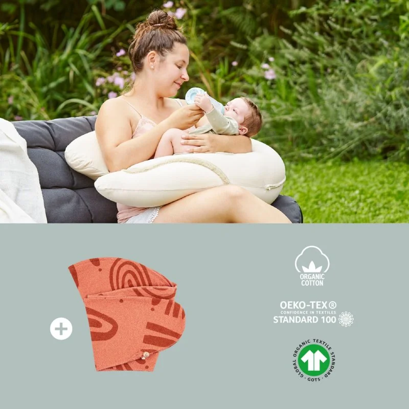 Babymoov multifunkčný vankúš B.LOVE BUNDLE Earth Off White + náhradný poťah Terracotta