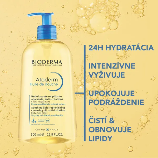 BIODERMA Atoderm Sprchový olej pre veľmi suchú až atopickú pokožku 1×500 ml, sprchový olej