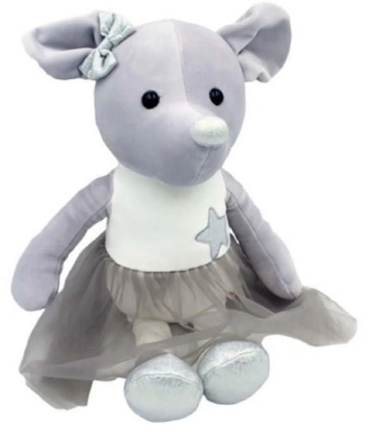 Plyšová hračka Myška Lila, 33 cm - sivá