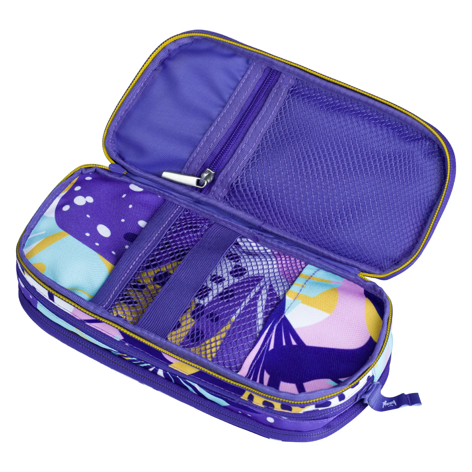 Baagl študentský peračník Etui Violet, 3 zipsové komory fialový, okrúhly