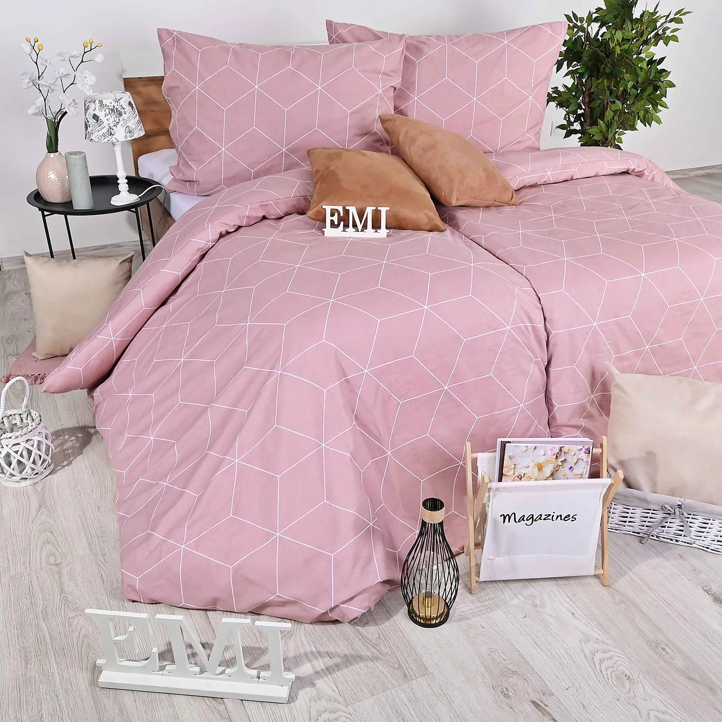 EMI Flanelové posteľné obliečky Alya rosa 140x200 cm, 70x90 cm 1×1set, posteľné obliečky
