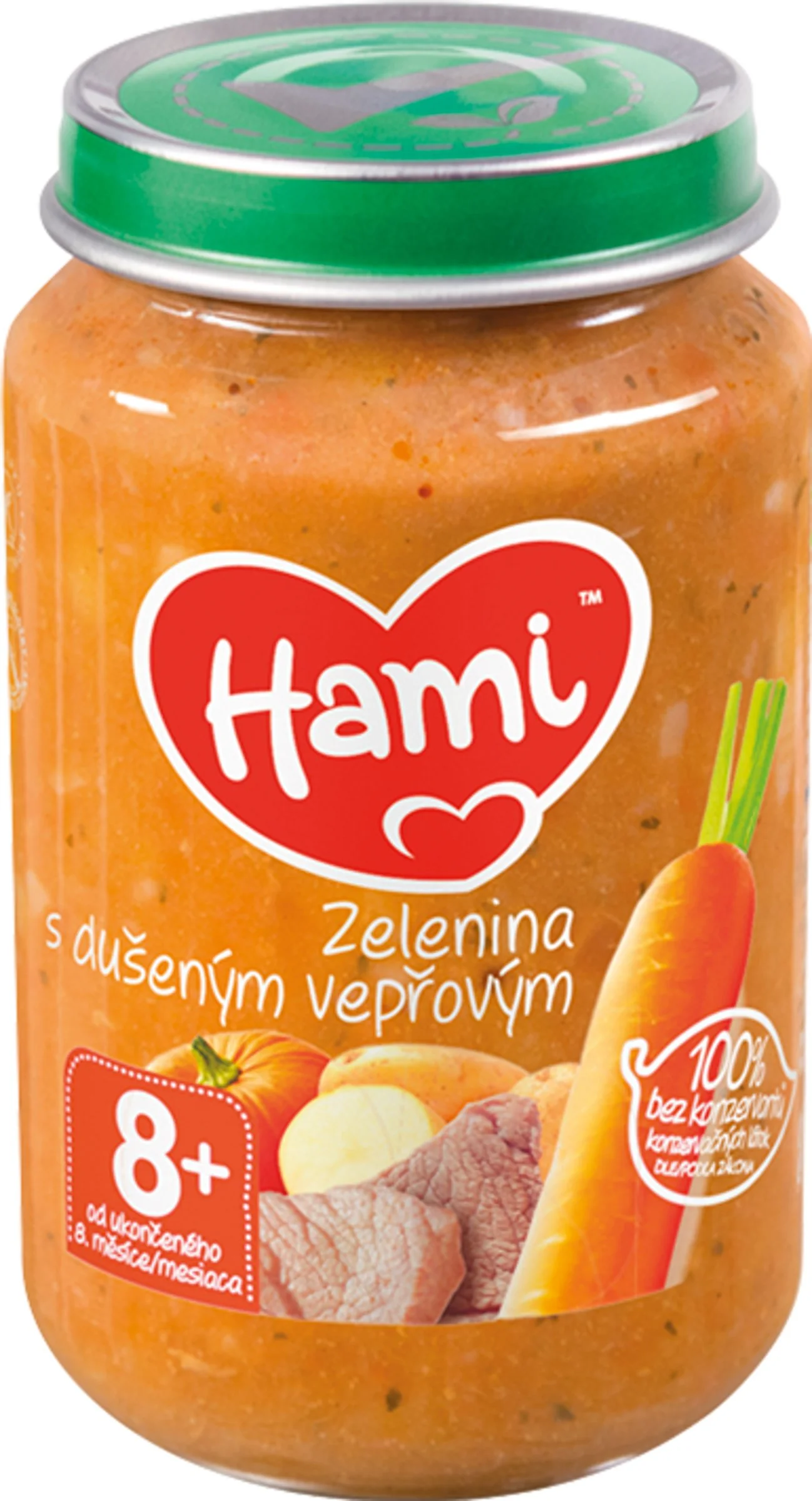 Hami príkrm Zelenina s duseným bravčovým 1×200 g, od ukončeného 8. mesiaca