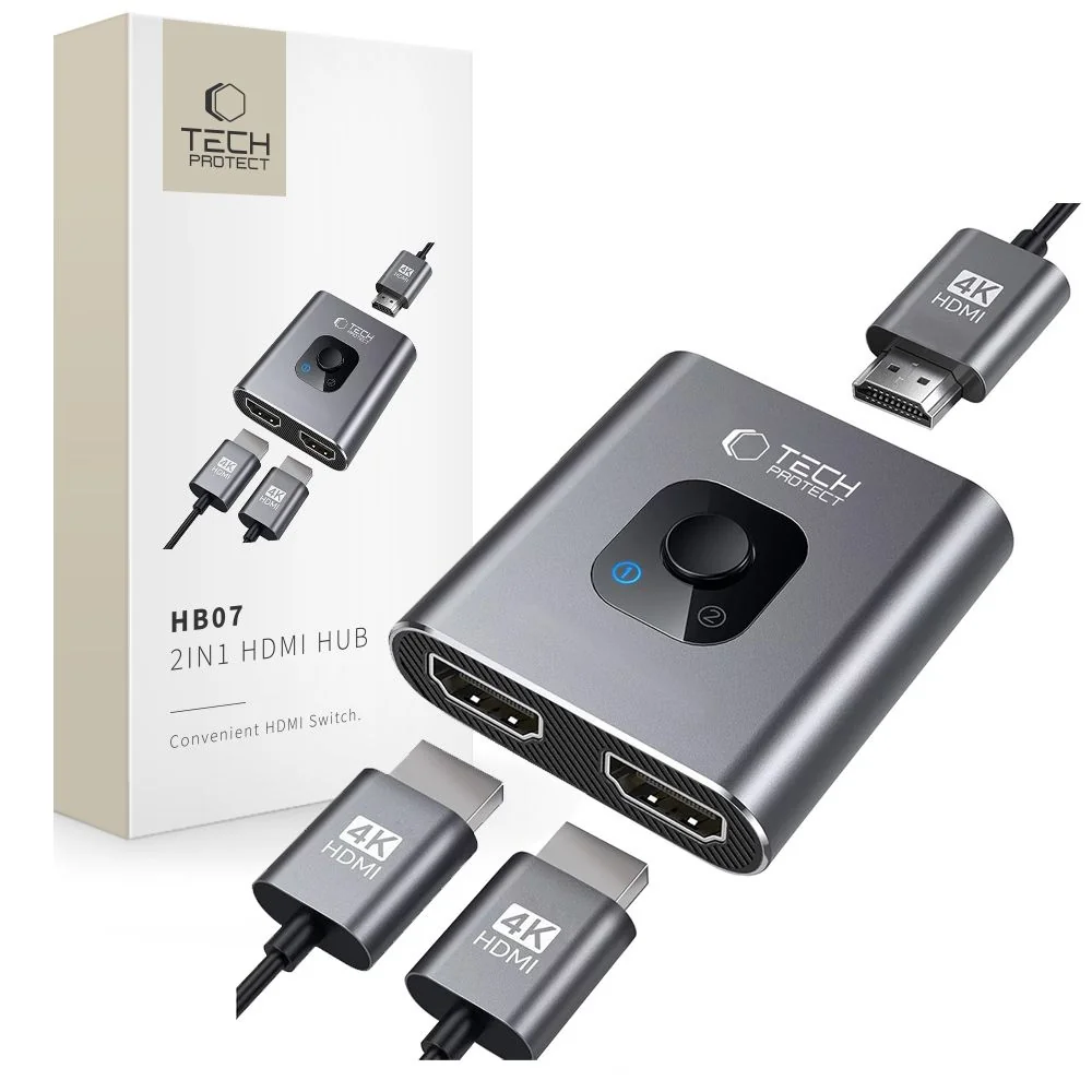 Tech-Protect HB07 HUB adaptér 2x HDMI 4K, šedý