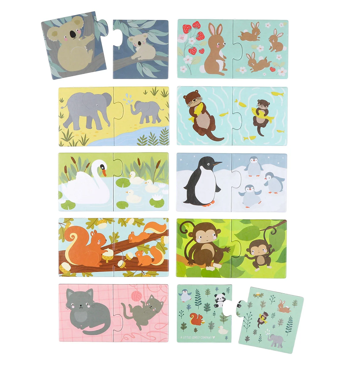 A Little Lovely Company - priradzovacie puzzle - zvieracie rodinky
