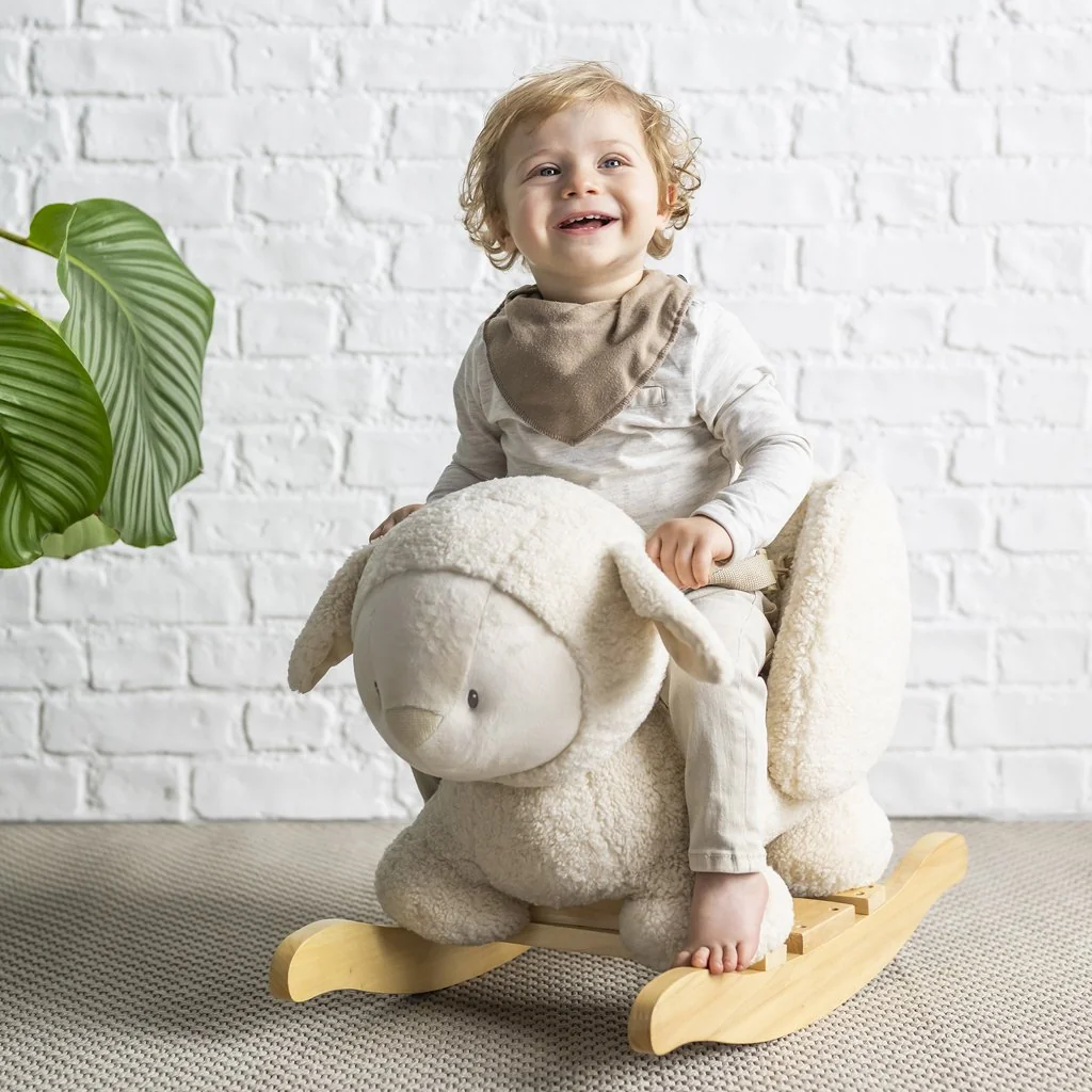 Hojdačka Teddy plyš ovečka ecru 10m+ 