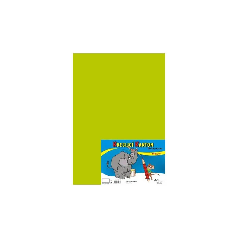 Kresliaci kartón A3, 180g, svetlozelený, 50 listov A3, 180g, 50 listov