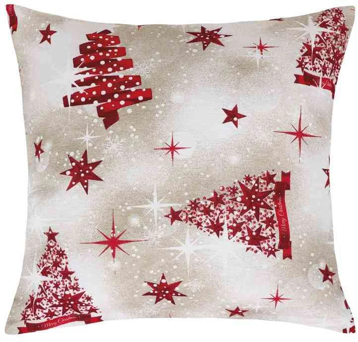 Obliečka VIANOCE 40x40cm 55/115 červený stromček 1×1 ks, obliečka na vankúš