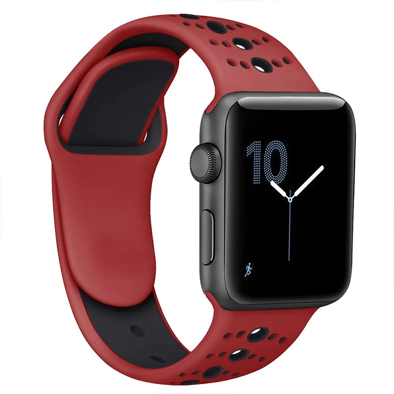 BStrap Silicone Sport remienok na Apple Watch 38/40/41mm Red Black