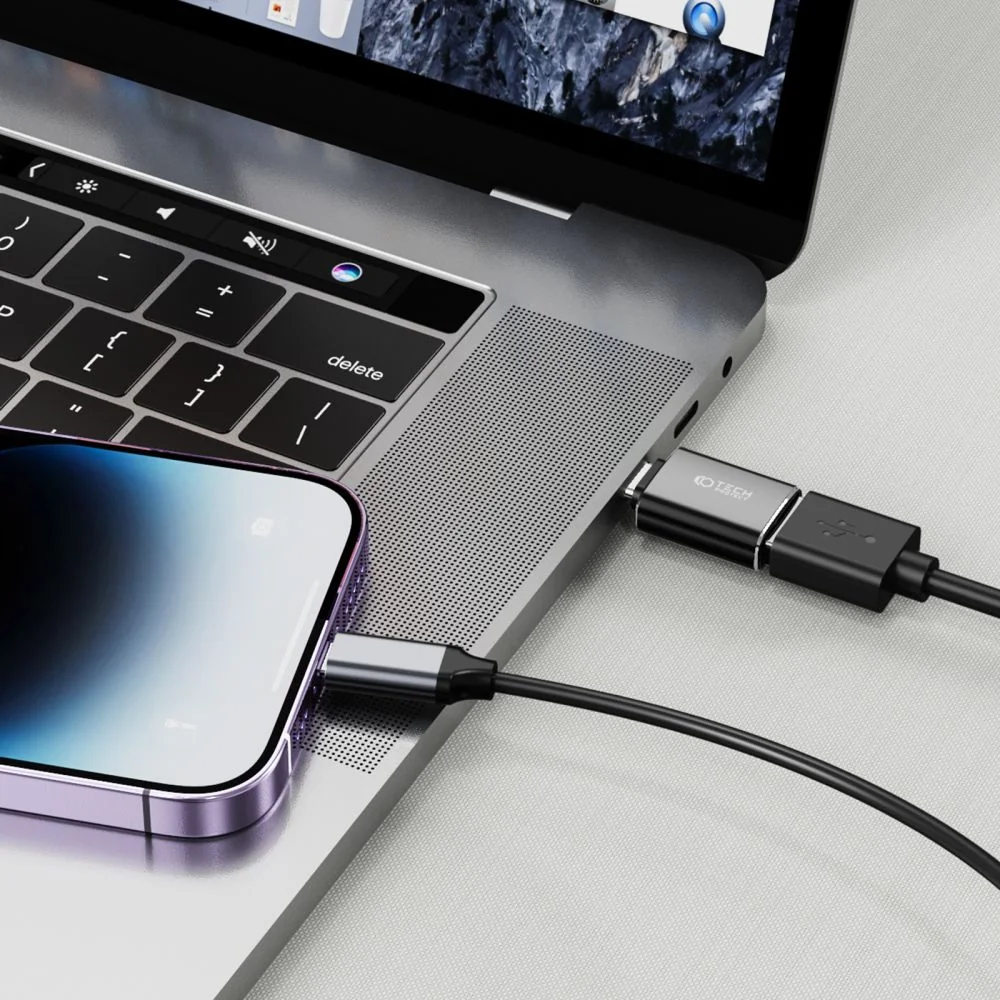 Tech-Protect Ultraboost adaptér Lightning / USB OTG, čierny