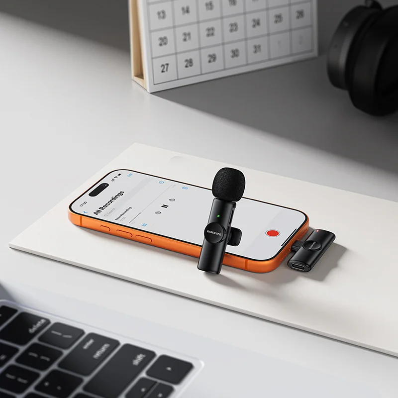 Borofone BFK16 bezdrôtový lavalier mikrofón USB-C, čierny