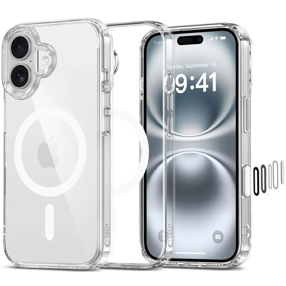 Tech-Protect FlexAir Hybrid CC MagSafe kryt na iPhone 16, priesvitný