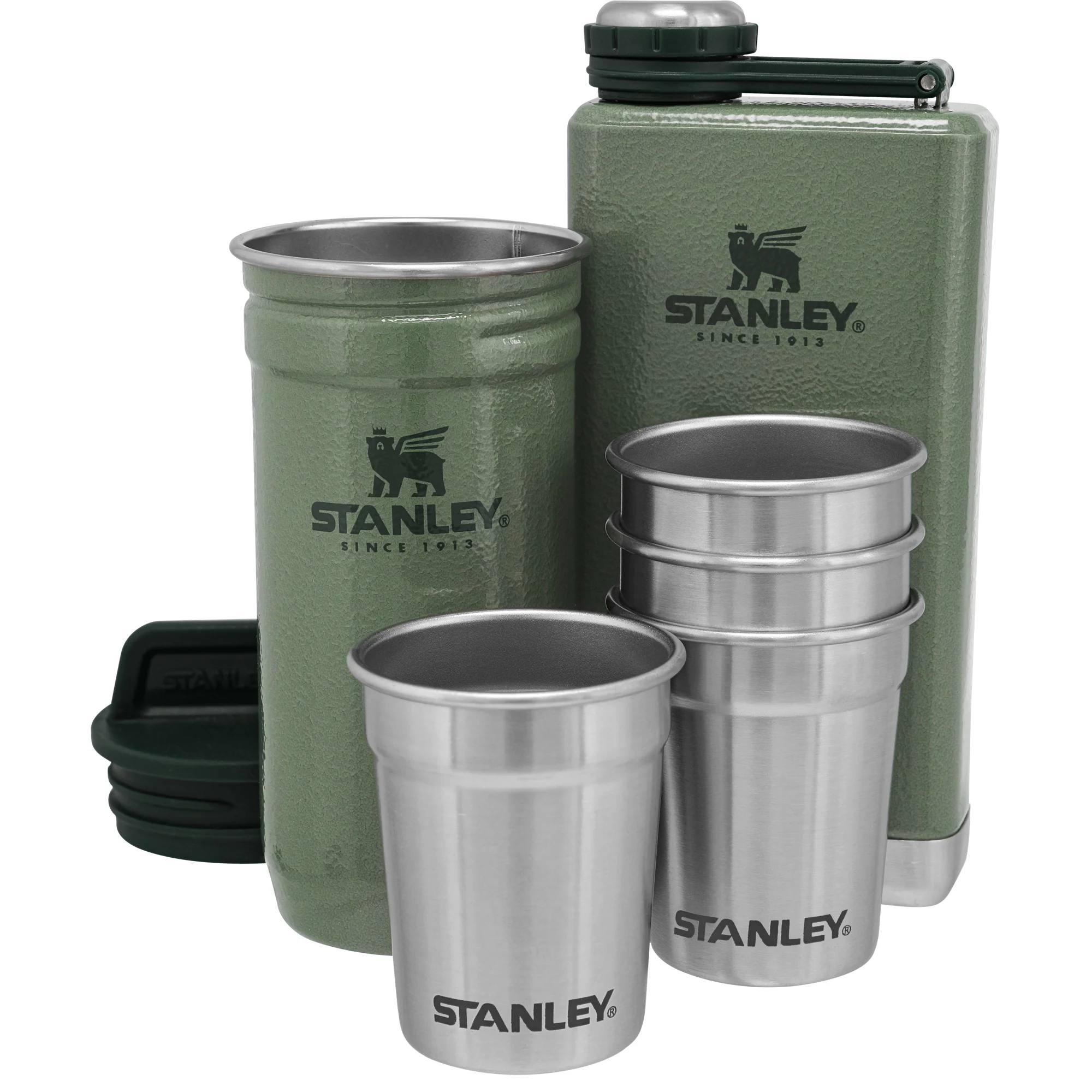 STANLEY Dárkový set Adventure series butylka 250ml + panáky 4ks zelená