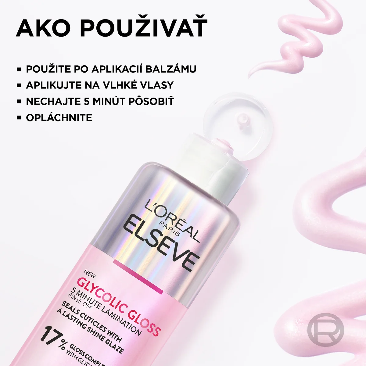 L´Oréal Paris Elseve Glycolic Gloss oplachovacia starostlivosť s kyselinou glykolovou 1×200 ml, oplachovacia starostlivosť o vlasy