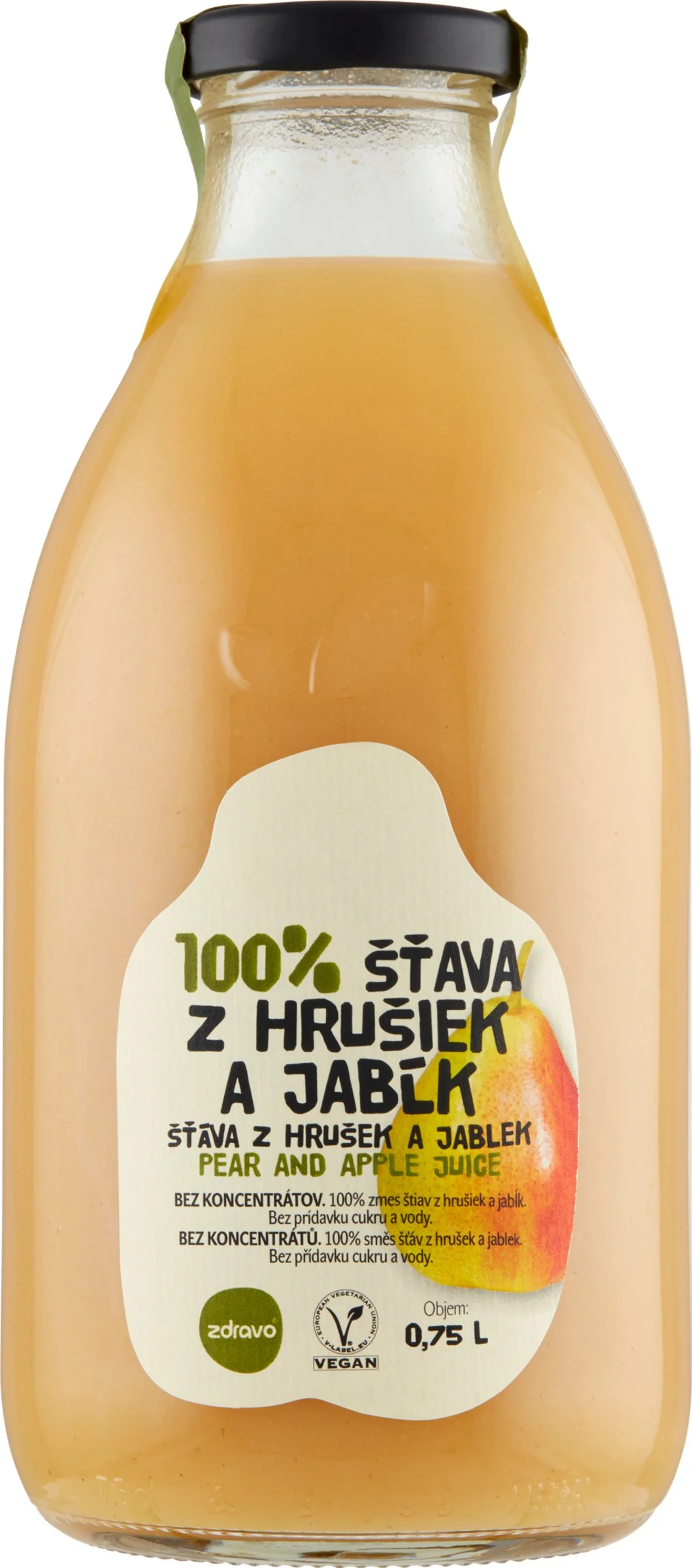 Zdravo 100% HRUŠKOVO-JABLKOVÁ ŠŤAVA 1×750 ml, zmes štiav