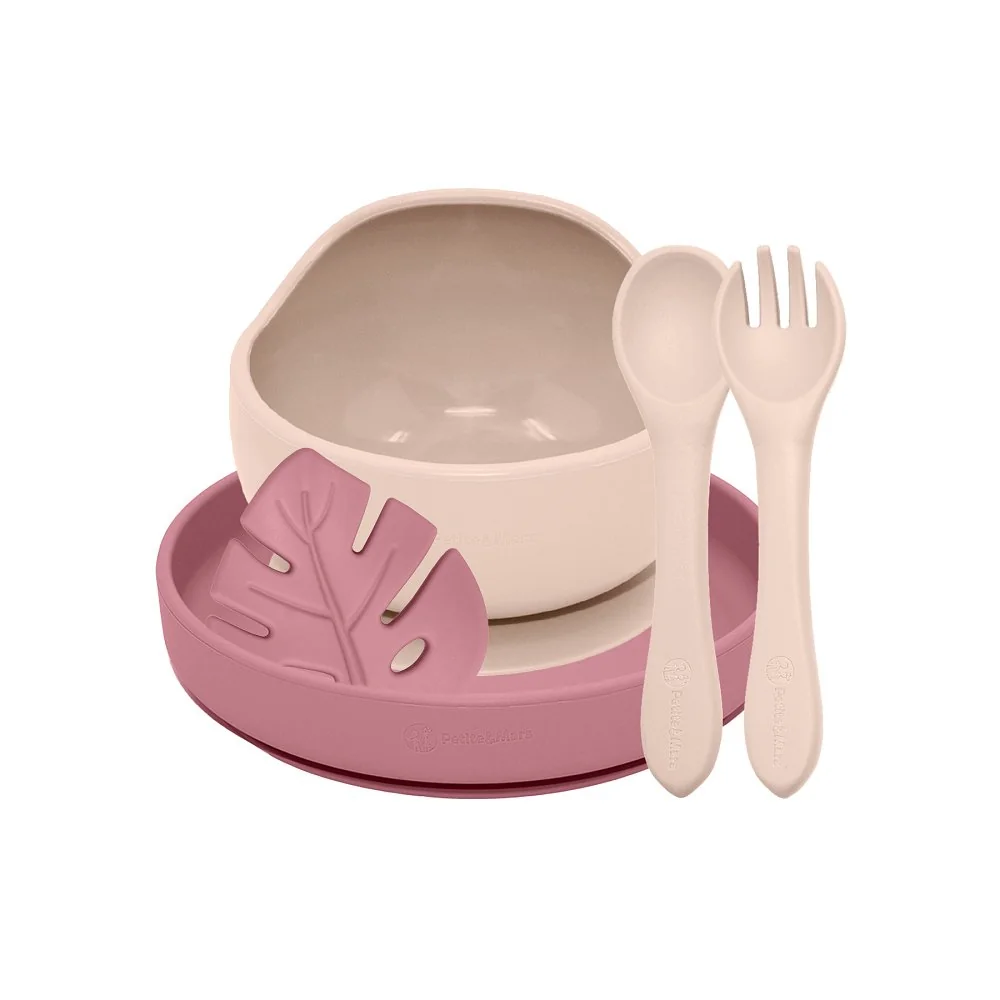 Set jedálenský silikónový TAKE&MATCH 4 ks Desert Sand - Dusty Rose 6m+