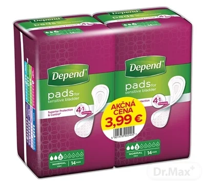 DEPEND NORMAL AKCIOVA CENA (duopack) 1x1 set, inkontinenčné vložky pre ženy, 2x14 ks (28 ks)
