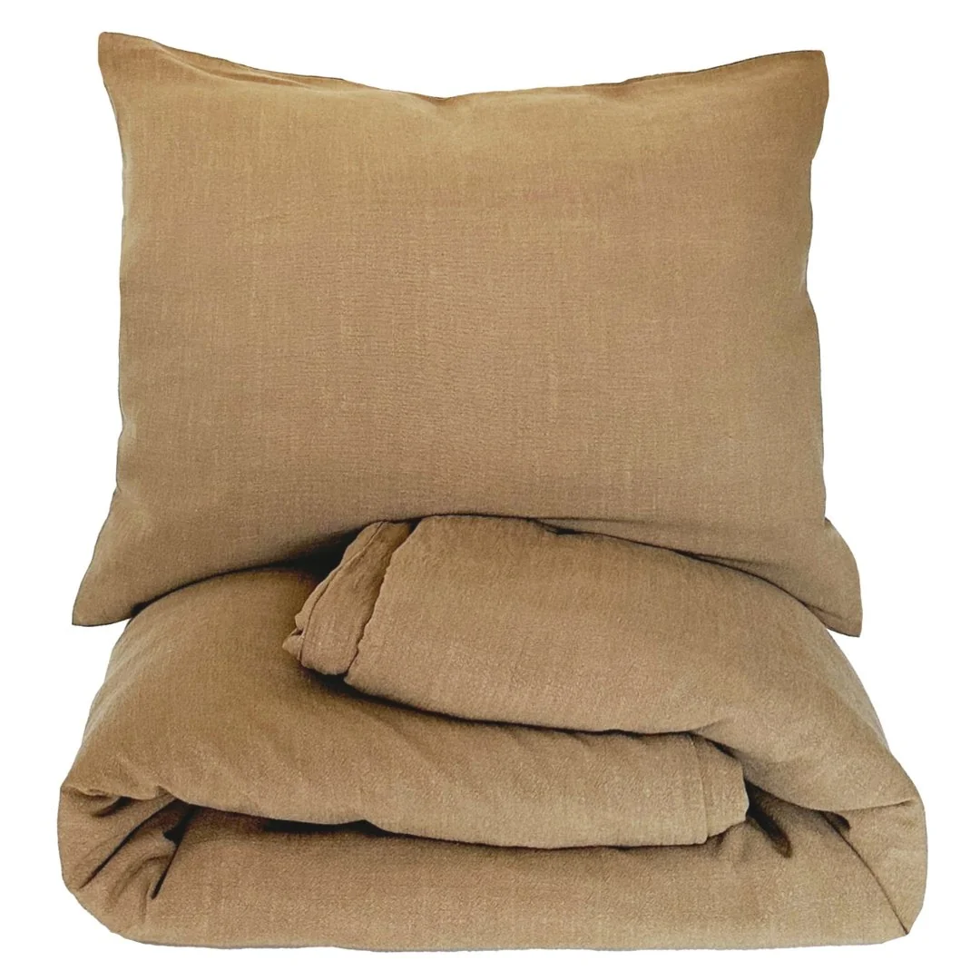 Ľanové obliečky Naira mustard rozmer: súprava 70 x 90 cm + 140 x 200 cm