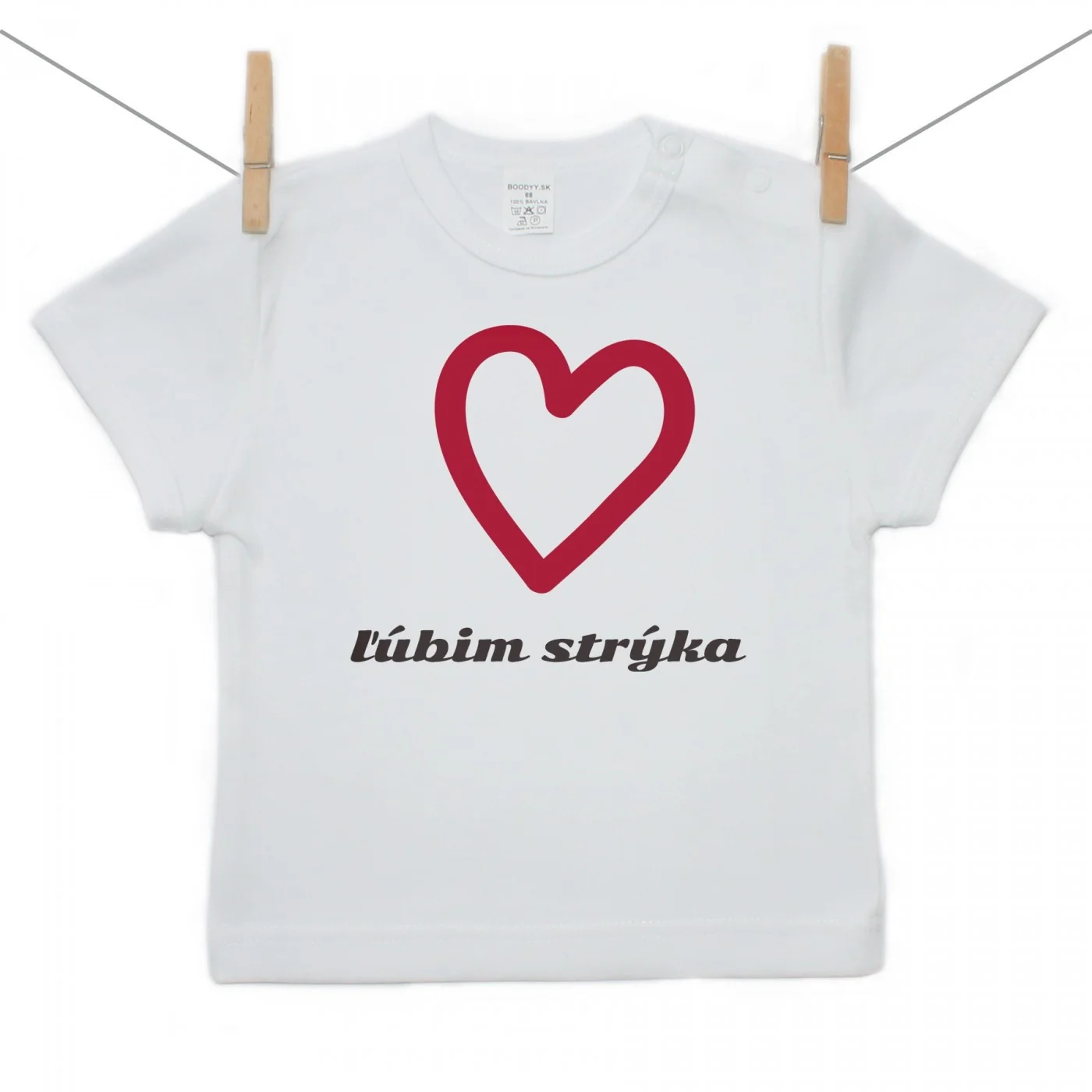 Boodyy Tričko s krátkym rukávom Ľúbim strýka Veľkosť: 68