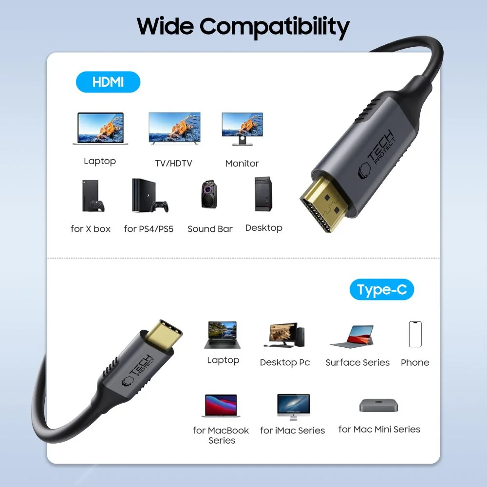 Tech-Protect Ultraboost kábel USB-C / HDMI 2.0 4K 1.8m, čierny
