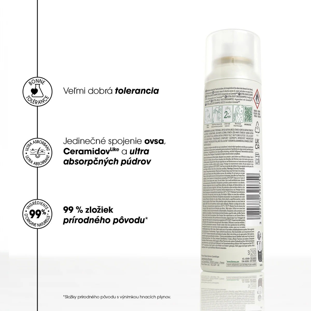 KLORANE SUCHÝ ŠAMPÓN s ovseným mliekom a ceramidmi 1×150 ml, suchý šampón