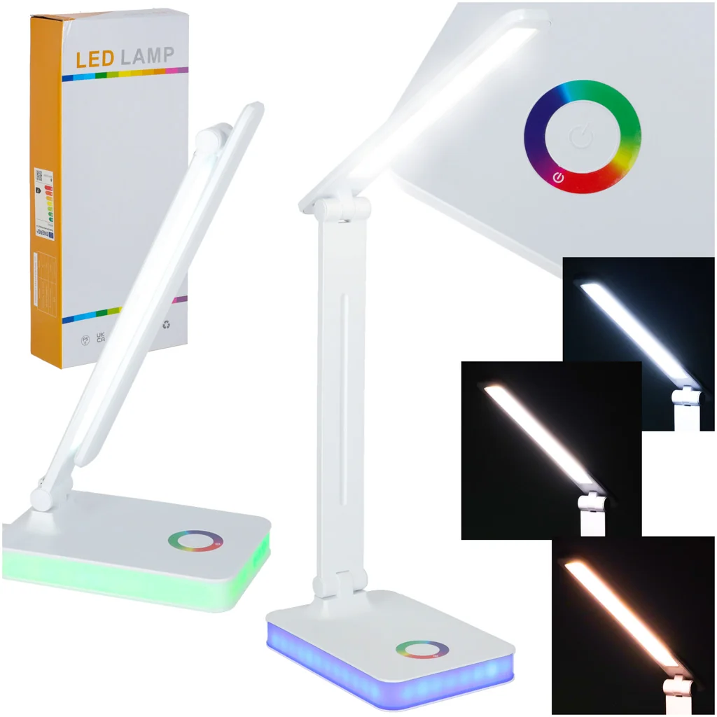 Skladacia stolová LED lampa USB s dotykovým ovládaním a RGB podsvietením