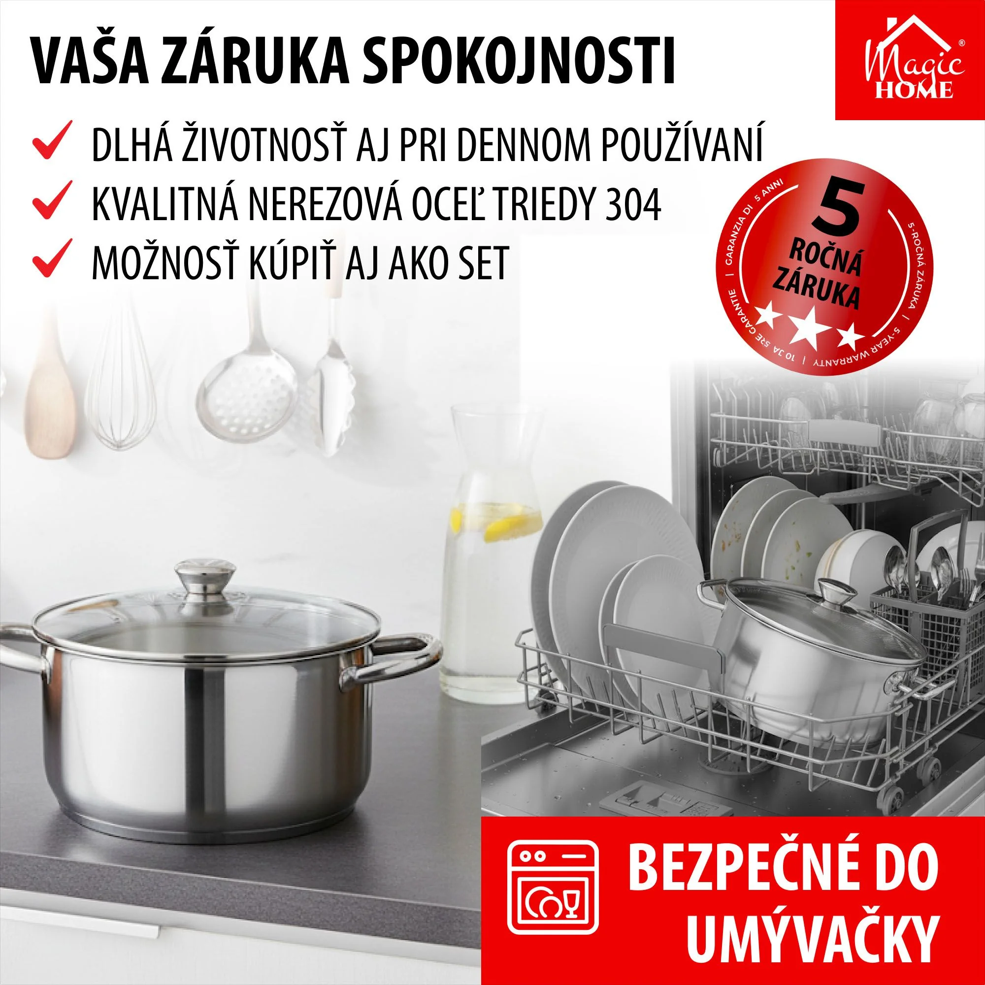MagicHome kastról Chloe, 1 ks Hrniec, 24 cm, 5,5 l, so sklenenou pokrievkou, nerez
