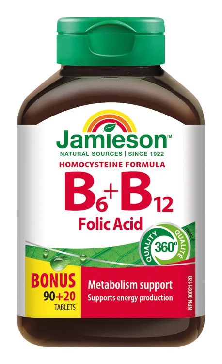 JAMIESON VITAMÍNY B6, B12 A KYSELINA LISTOVÁ 1×90+20 tbl, výživový doplnok