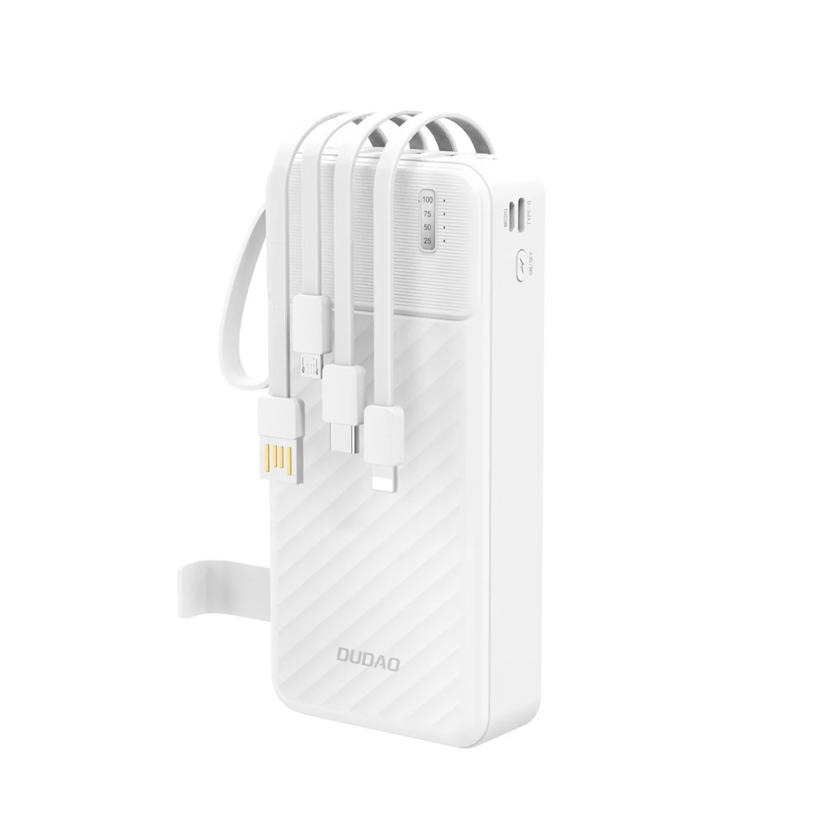 Dudao K11 Pro Power Bank 20000mAh + kábel USB / USB-C / Lightning / Micro USB 10W, biely cro USB 10W, biely