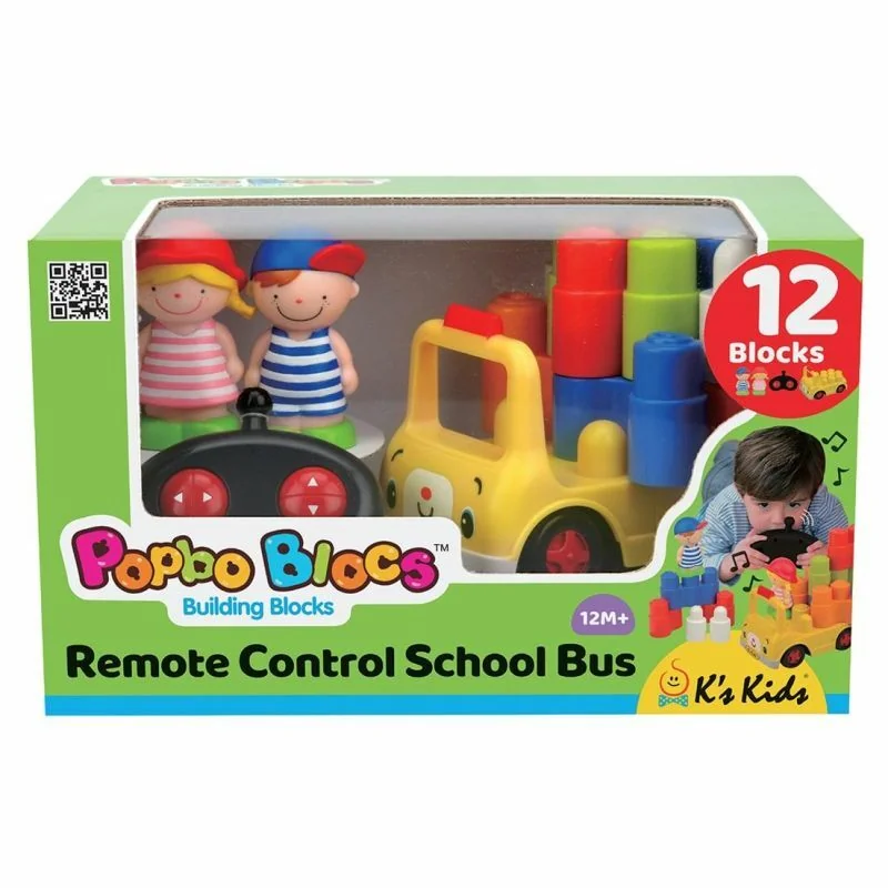 K´s Kids Diaľkovo ovládaný školský autobus – sada kociek Popboblocks