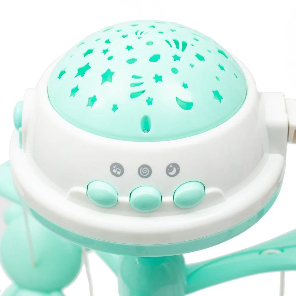 Kolotoč nad postieľku so svetelným projektorom Baby Mix mätový ,