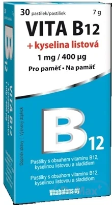 Vitabalans VITA B12 + kyselina listová 1×30 tbl, vitamín B12