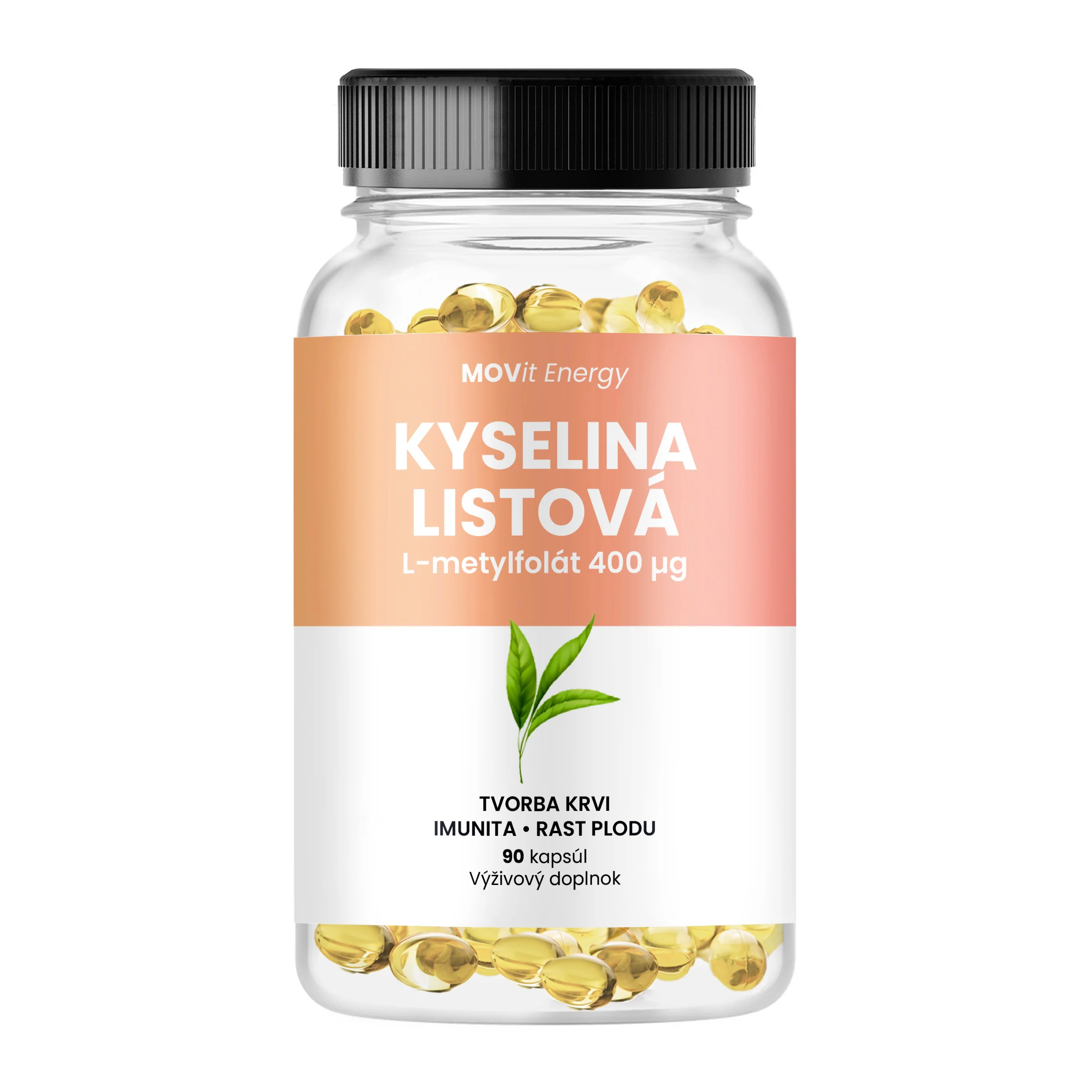 MOVit Kyselina listová L-metylfolát 400 µg, 90 kapsúl